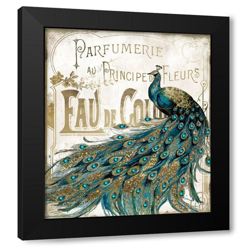 Peacock Jewels Black Modern Wood Framed Art Print by Sasha