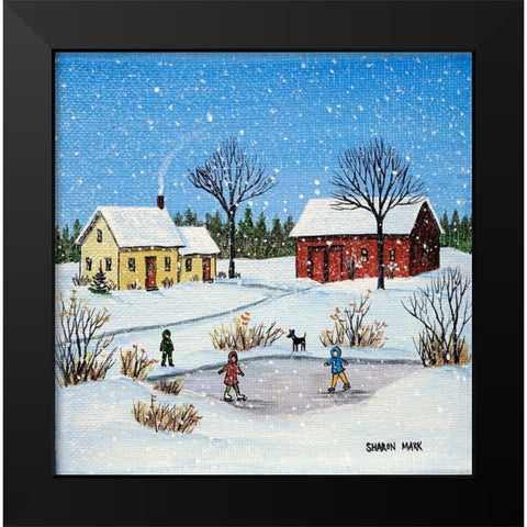 At the Farm Black Modern Wood Framed Art Print by Mark, Sharon