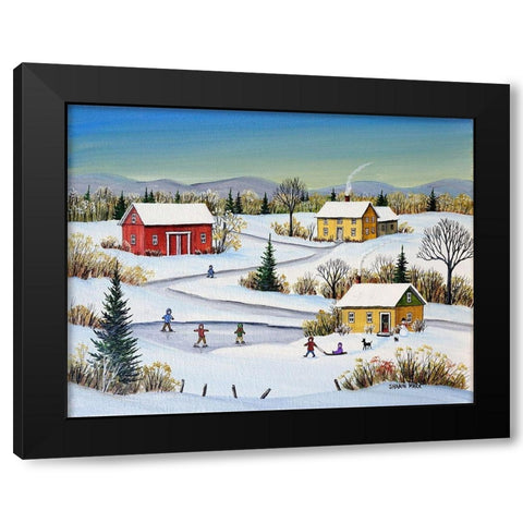 A Good Skating Day Black Modern Wood Framed Art Print by Mark, Sharon