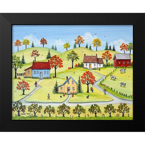 Appleville Black Modern Wood Framed Art Print by Mark, Sharon