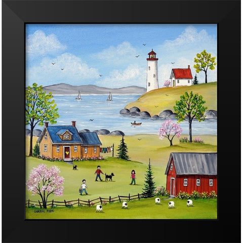 At the Bay Black Modern Wood Framed Art Print by Mark, Sharon