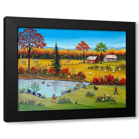 Autumn by the Brook Black Modern Wood Framed Art Print by Mark, Sharon