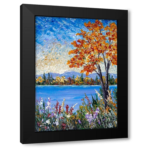 Autumn Lake Black Modern Wood Framed Art Print by Mark, Sharon