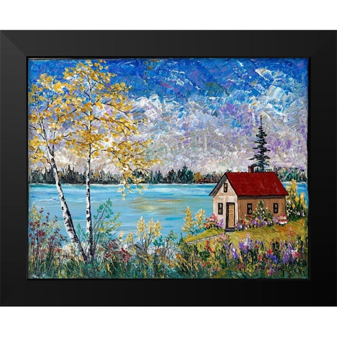 Birches on the Lake Black Modern Wood Framed Art Print by Mark, Sharon