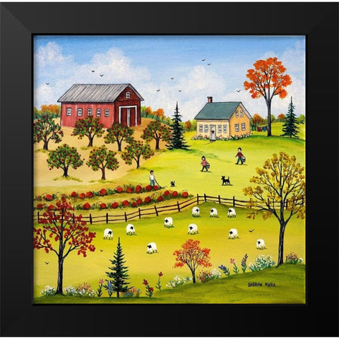 Chore Time Black Modern Wood Framed Art Print by Mark, Sharon