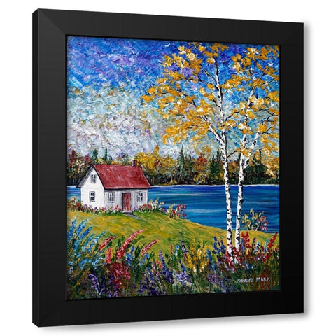 Dark Water Black Modern Wood Framed Art Print by Mark, Sharon