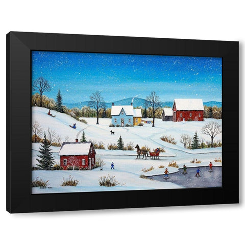 Falling Snow Black Modern Wood Framed Art Print with Double Matting by Mark, Sharon