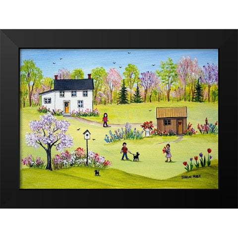 In the Garden Black Modern Wood Framed Art Print by Mark, Sharon