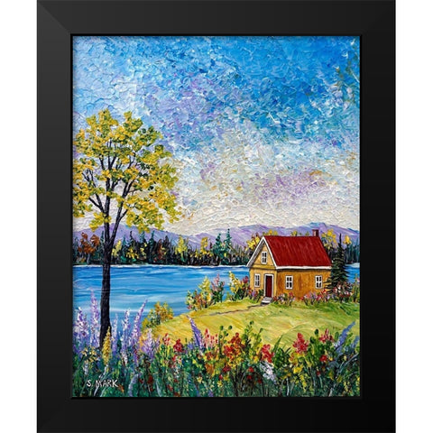 Lake Flowers Black Modern Wood Framed Art Print by Mark, Sharon