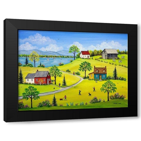 Lake Road Black Modern Wood Framed Art Print with Double Matting by Mark, Sharon
