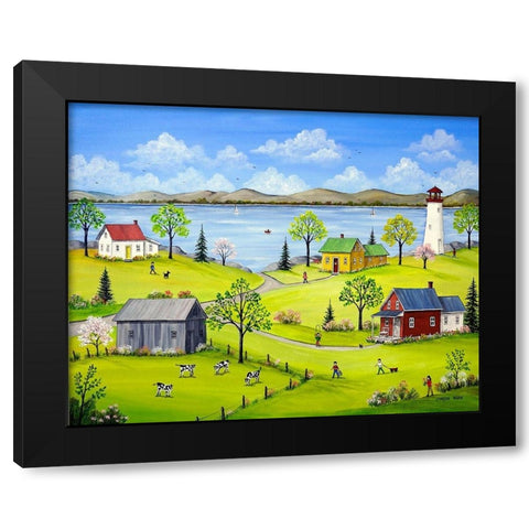 Life by the Lake Black Modern Wood Framed Art Print by Mark, Sharon