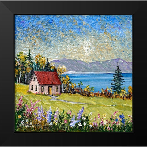 Little House by the Water Black Modern Wood Framed Art Print by Mark, Sharon