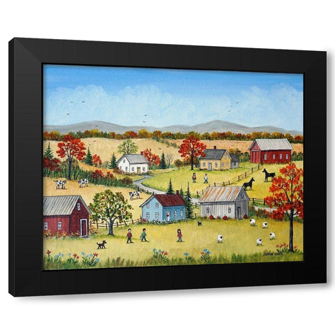 October Black Modern Wood Framed Art Print with Double Matting by Mark, Sharon