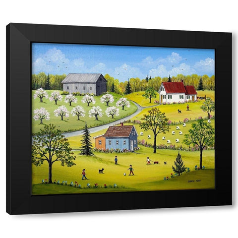 Orchard Blossoms Black Modern Wood Framed Art Print with Double Matting by Mark, Sharon
