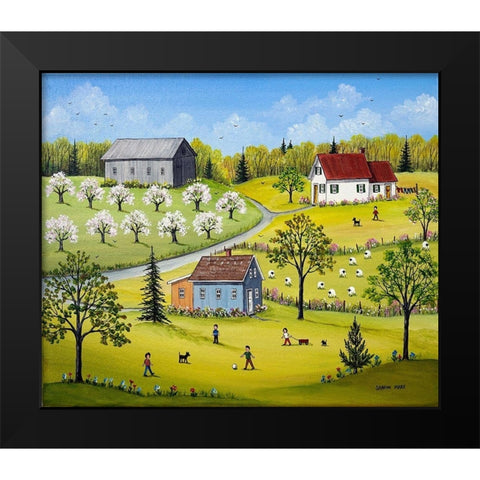 Orchard Blossoms Black Modern Wood Framed Art Print by Mark, Sharon