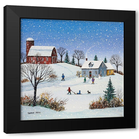 Our Winter Home Black Modern Wood Framed Art Print with Double Matting by Mark, Sharon