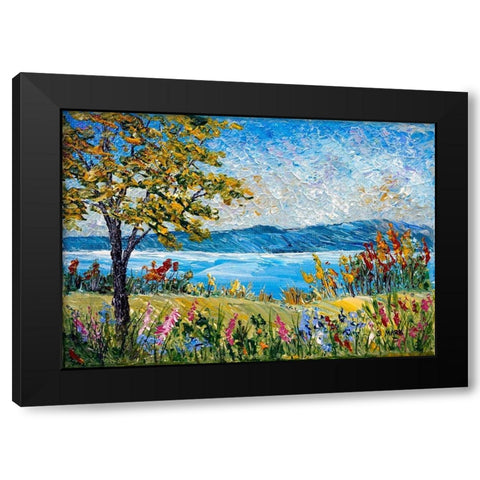 River Black Modern Wood Framed Art Print by Mark, Sharon