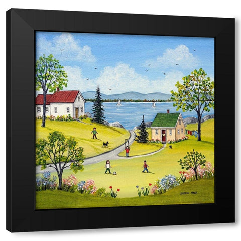 Spring by the Lake Black Modern Wood Framed Art Print by Mark, Sharon