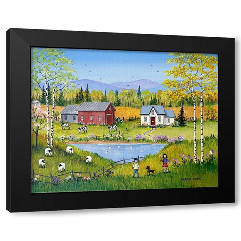 Spring Dream Black Modern Wood Framed Art Print by Mark, Sharon