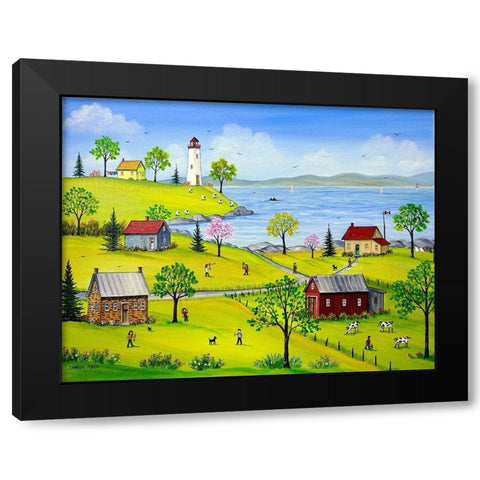 Summer Playtime Black Modern Wood Framed Art Print by Mark, Sharon