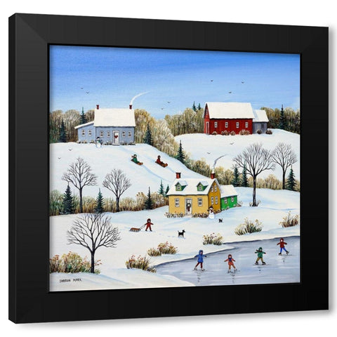 We Love to Play Black Modern Wood Framed Art Print by Mark, Sharon