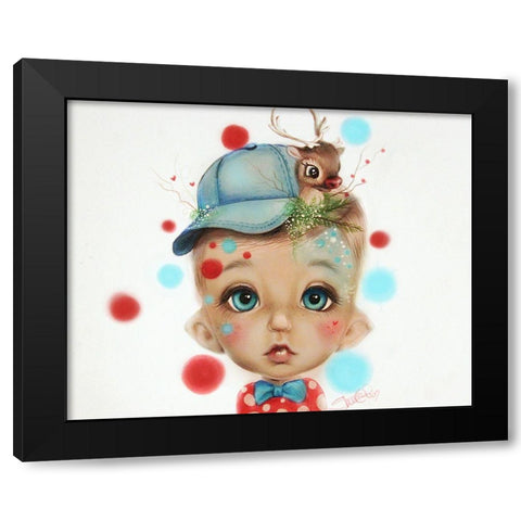 Connor Reindeer Keeper - MunchkinZ Elf Black Modern Wood Framed Art Print by Sheena Pike Art