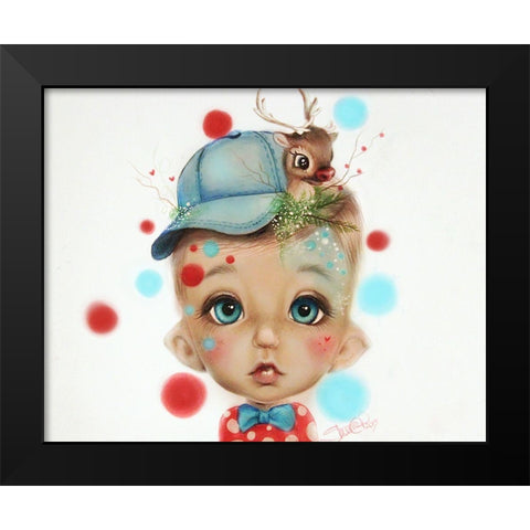 Connor Reindeer Keeper - MunchkinZ Elf Black Modern Wood Framed Art Print by Sheena Pike Art