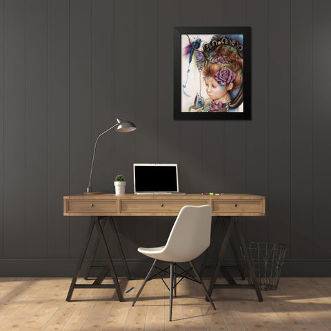 Tea And PeriWinkle - Tea Series Black Modern Wood Framed Art Print by Sheena Pike Art