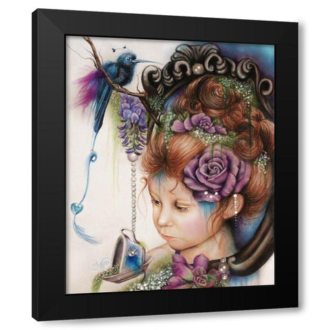 Tea And PeriWinkle - Tea Series Black Modern Wood Framed Art Print with Double Matting by Sheena Pike Art