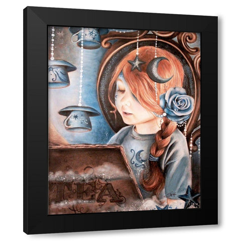 Tea In The Moonlight - Tea Series Black Modern Wood Framed Art Print by Sheena Pike Art