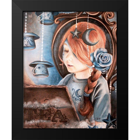 Tea In The Moonlight - Tea Series Black Modern Wood Framed Art Print by Sheena Pike Art