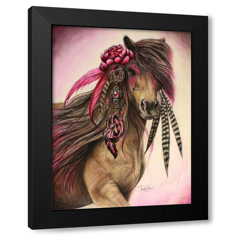 Magenta Warrior Black Modern Wood Framed Art Print by Sheena Pike Art