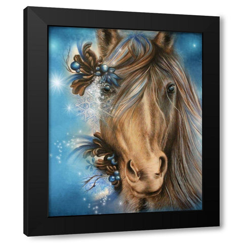 Pretty Blue Black Modern Wood Framed Art Print with Double Matting by Sheena Pike Art