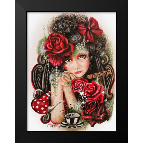Tea-Pretty Please - Tea Series Black Modern Wood Framed Art Print by Sheena Pike Art