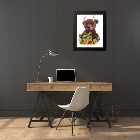 Bruno Bear-Rudolph Fan Black Modern Wood Framed Art Print by Sheena Pike Art