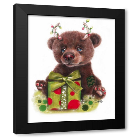 Bruno Bear-Rudolph Fan Black Modern Wood Framed Art Print with Double Matting by Sheena Pike Art