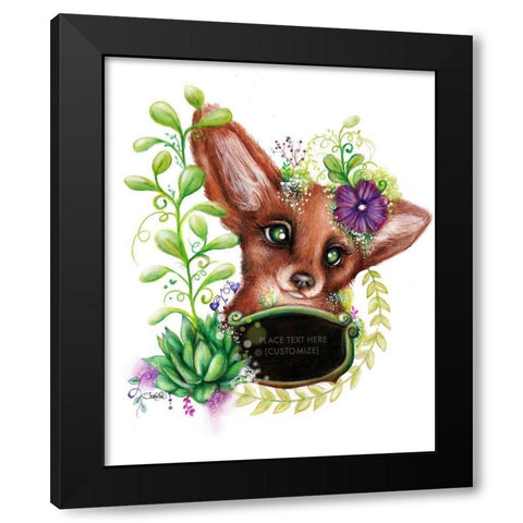 Blank Sign Fox Black Modern Wood Framed Art Print with Double Matting by Sheena Pike Art