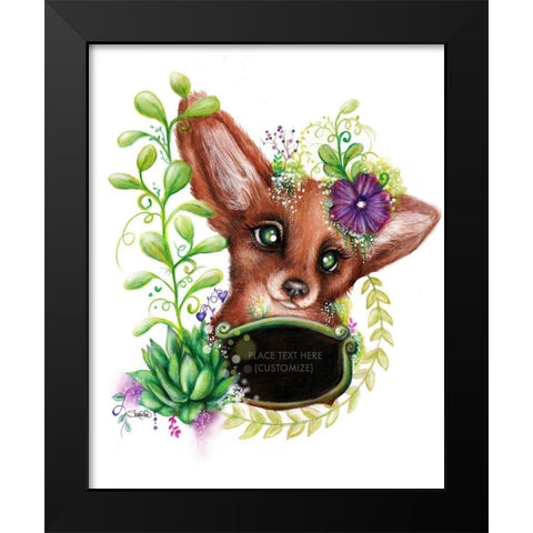 Blank Sign Fox Black Modern Wood Framed Art Print by Sheena Pike Art