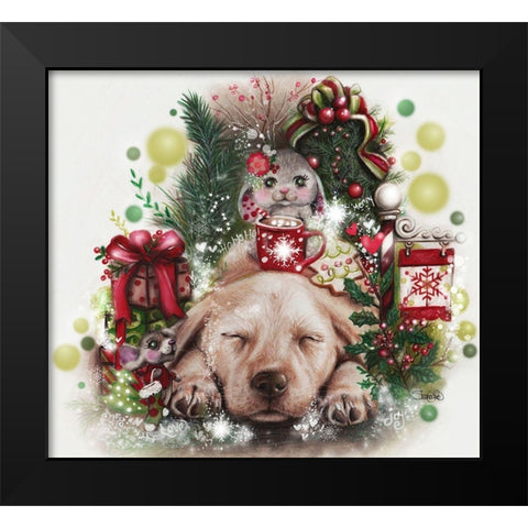 Dreaming of Christmas Black Modern Wood Framed Art Print by Sheena Pike Art