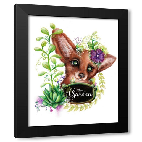 The Garden Sign Fox Black Modern Wood Framed Art Print with Double Matting by Sheena Pike Art