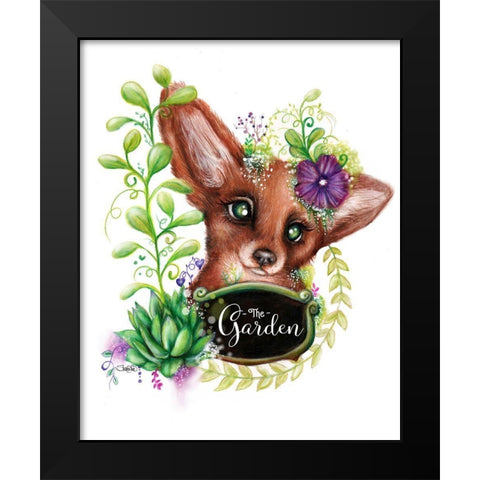 The Garden Sign Fox Black Modern Wood Framed Art Print by Sheena Pike Art