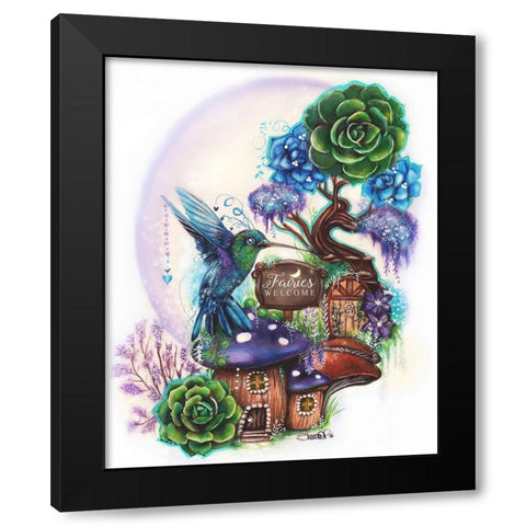Fairies Welcome - Garden Whimzies Black Modern Wood Framed Art Print by Sheena Pike Art