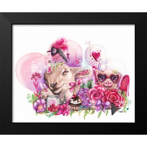 Dreaming of a Sweet Valentine Black Modern Wood Framed Art Print by Sheena Pike Art
