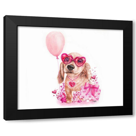 Pawsitively Love You - Daschund Black Modern Wood Framed Art Print by Sheena Pike Art