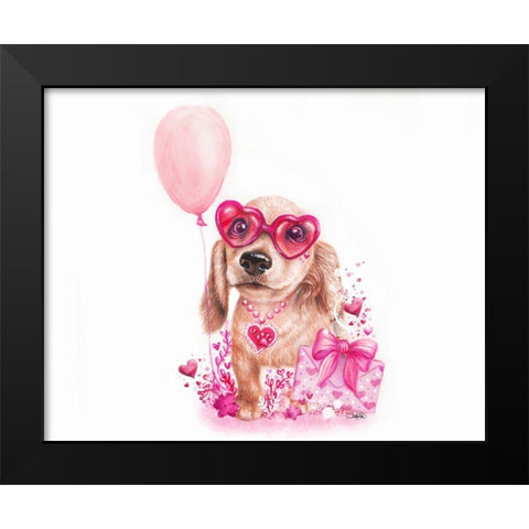 Pawsitively Love You - Daschund Black Modern Wood Framed Art Print by Sheena Pike Art