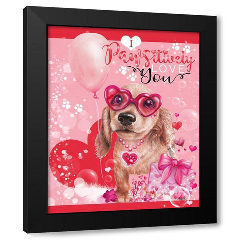 I Pawsitively Love You- Valentine Design Black Modern Wood Framed Art Print with Double Matting by Sheena Pike Art