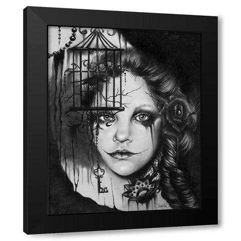 Inner Demons - Malevolent Collection - Black and White Black Modern Wood Framed Art Print by Sheena Pike Art