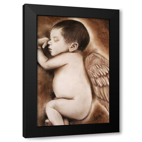 Angel of my Tears Black Modern Wood Framed Art Print by Sheena Pike Art