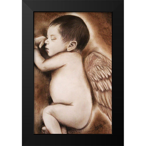 Angel of my Tears Black Modern Wood Framed Art Print by Sheena Pike Art