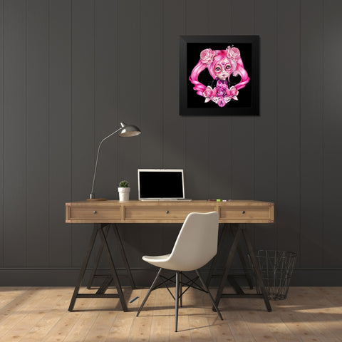 Sugar Sweeties - Hot Pink Black Modern Wood Framed Art Print by Sheena Pike Art